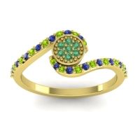 Emerald Fashion Ring In 18k Yellow Gold With Peridot And Blue Sapphire – Vapi Simple Ring