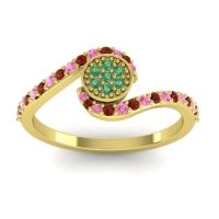 Emerald Fashion Ring In 18k Yellow Gold With Pink Tourmaline And Garnet – Vapi Simple Ring