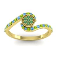 Emerald Fashion Ring In 18k Yellow Gold With Swiss Blue Topaz And Peridot – Vapi Simple Ring