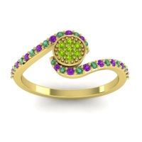 Peridot Fashion Ring In 18k Yellow Gold With Emerald And Amethyst – Vapi Simple Ring