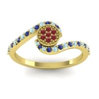 Ruby Fashion Ring In 18k Yellow Gold With Aquamarine And Blue Sapphire – Vapi Simple Ring