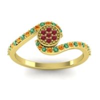 Ruby Fashion Ring In 18k Yellow Gold With Emerald And Citrine – Vapi Simple Ring