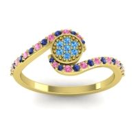 Swiss Blue Topaz Fashion Ring In 18k Yellow Gold With Blue Sapphire And Pink Tourmaline – Vapi Simple Ring