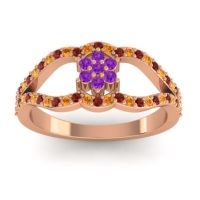 Amethyst Fashion Ring In 14K Rose Gold With Garnet And Citrine – Koza Simple Ring