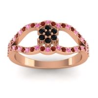 Black Onyx Fashion Ring In 14K Rose Gold With Pink Tourmaline And Garnet – Koza Simple Ring