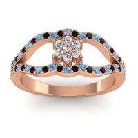 Lab Diamond Fashion Ring In 14K Rose Gold With Swiss Blue Topaz And Black Onyx – Koza Simple Ring