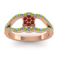 Garnet Fashion Ring In 14K Rose Gold With Swiss Blue Topaz And Peridot – Koza Simple Ring