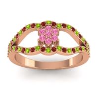 Pink Tourmaline Fashion Ring In 14K Rose Gold With Peridot And Garnet – Koza Simple Ring
