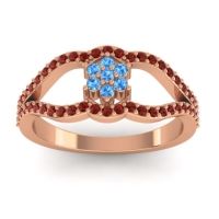 Swiss Blue Topaz Fashion Ring In 14K Rose Gold With Garnet – Koza Simple Ring