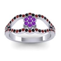 Amethyst Fashion Ring In 14k White Gold With Garnet And Black Onyx – Koza Simple Ring