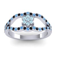 Aquamarine Fashion Ring In 14k White Gold With Swiss Blue Topaz And Black Onyx – Koza Simple Ring