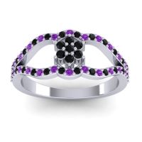 Black Onyx Fashion Ring In 14k White Gold With Amethyst – Koza Simple Ring