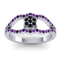 Black Onyx Fashion Ring In 14k White Gold With Amethyst – Koza Simple Ring