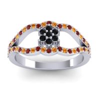 Black Onyx Fashion Ring In 14k White Gold With Garnet And Citrine – Koza Simple Ring