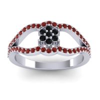 Black Onyx Fashion Ring In 14k White Gold With Garnet – Koza Simple Ring