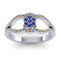 Blue Sapphire Fashion Ring In 14k White Gold With Citrine And Swiss Blue Topaz – Koza Simple Ring