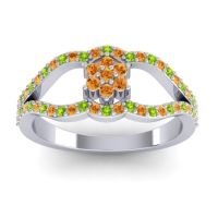 Citrine Fashion Ring In 14k White Gold With Peridot – Koza Simple Ring