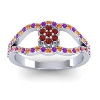 Garnet Fashion Ring In 14k White Gold With Citrine And Amethyst – Koza Simple Ring