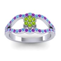Peridot Fashion Ring In 14k White Gold With Swiss Blue Topaz And Amethyst – Koza Simple Ring