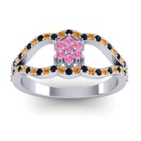 Pink Tourmaline Fashion Ring In 14k White Gold With Black Onyx And Citrine – Koza Simple Ring