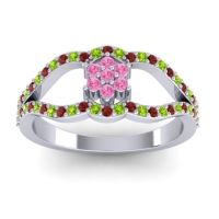 Pink Tourmaline Fashion Ring In 14k White Gold With Garnet And Peridot – Koza Simple Ring