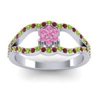 Pink Tourmaline Fashion Ring In 14k White Gold With Peridot And Garnet – Koza Simple Ring