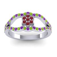 Ruby Fashion Ring In 14k White Gold With Amethyst And Peridot – Koza Simple Ring