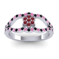 Ruby Fashion Ring In 14k White Gold With Black Onyx And Pink Tourmaline – Koza Simple Ring