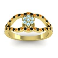 Aquamarine Fashion Ring In 14k Yellow Gold With Citrine And Black Onyx – Koza Simple Ring