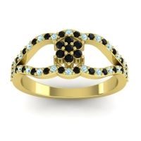 Black Onyx Fashion Ring In 14k Yellow Gold With Aquamarine – Koza Simple Ring