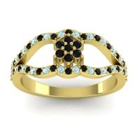 Black Onyx Fashion Ring In 14k Yellow Gold With Aquamarine – Koza Simple Ring