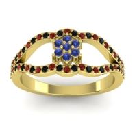 Blue Sapphire Fashion Ring In 14k Yellow Gold With Garnet And Black Onyx – Koza Simple Ring