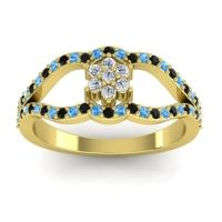 Lab Diamond Fashion Ring In 14k Yellow Gold With Black Onyx And Swiss Blue Topaz – Koza Simple Ring