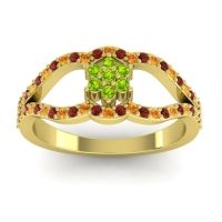 Peridot Fashion Ring In 14k Yellow Gold With Citrine And Garnet – Koza Simple Ring
