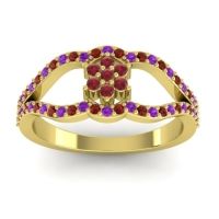 Ruby Fashion Ring In 14k Yellow Gold With Amethyst And Garnet – Koza Simple Ring