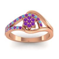 Amethyst Fashion Ring In 18K Rose Gold With Swiss Blue Topaz – Puspin Simple Ring