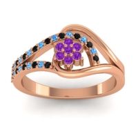Amethyst Fashion Ring In 18K Rose Gold With Swiss Blue Topaz And Black Onyx – Puspin Simple Ring