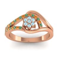Aquamarine Fashion Ring In 14K Rose Gold With Citrine And Emerald – Puspin Simple Ring