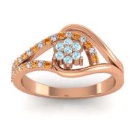 Aquamarine Fashion Ring In 14K Rose Gold With Diamond And Citrine – Puspin Simple Ring