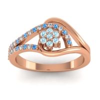 Aquamarine Fashion Ring In 14K Rose Gold With Diamond And Swiss Blue Topaz – Puspin Simple Ring