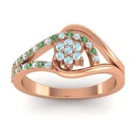 Aquamarine Fashion Ring In 14K Rose Gold With Emerald – Puspin Simple Ring