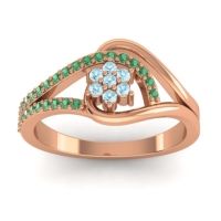 Aquamarine Fashion Ring In 14K Rose Gold With Emerald – Puspin Simple Ring