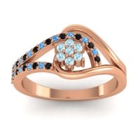 Aquamarine Fashion Ring In 18K Rose Gold With Swiss Blue Topaz And Black Onyx – Puspin Simple Ring