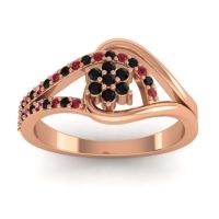 Black Onyx Fashion Ring In 18K Rose Gold With Ruby – Puspin Simple Ring