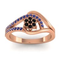Black Onyx Fashion Ring In 14K Rose Gold With Blue Sapphire – Puspin Simple Ring