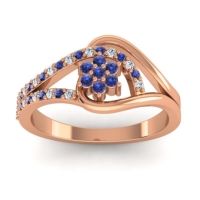Blue Sapphire Fashion Ring In 14K Rose Gold With Lab Diamond – Puspin Simple Ring