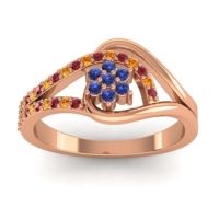 Blue Sapphire Fashion Ring In 14K Rose Gold With Citrine And Ruby – Puspin Simple Ring