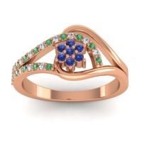 Blue Sapphire Fashion Ring In 14K Rose Gold With Lab Diamond And Emerald – Puspin Simple Ring