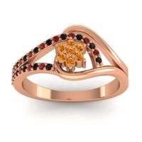 Citrine Fashion Ring In 18K Rose Gold With Garnet And Black Onyx – Puspin Simple Ring