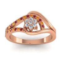Diamond Fashion Ring In 14K Rose Gold With Citrine And Ruby – Puspin Simple Ring